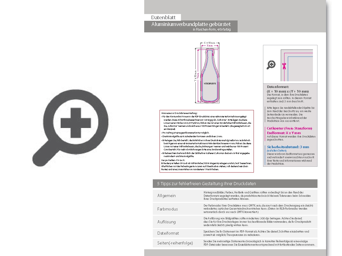 Product Bild aluminiumverbundplatte_silber_geb__rstet_mit_anti-graffiti-lack_gl__nzend_in_flasche-form_konturgefr__st___einseitig_4_0-farbig_bedruckt
